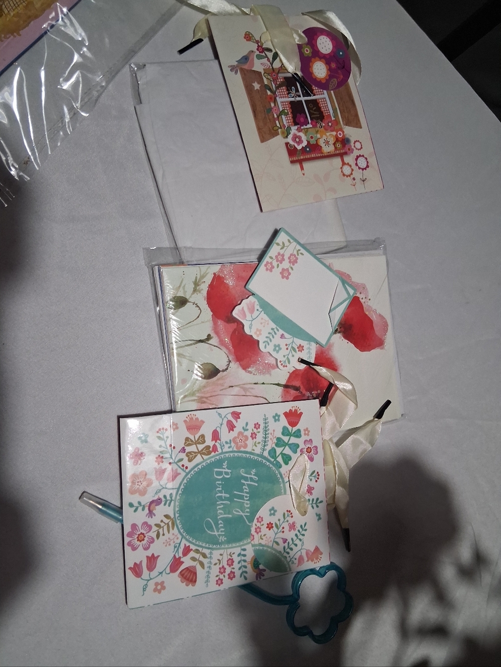 Happy Birthday Floral Gift Tags & Note Cards - Teal and Pink